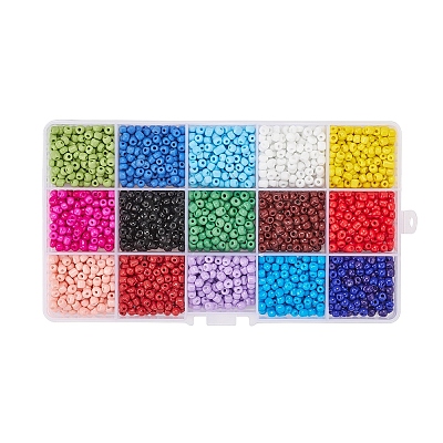 195G 15 Colors Glass Seed Beads SEED-YW0001-11C-1