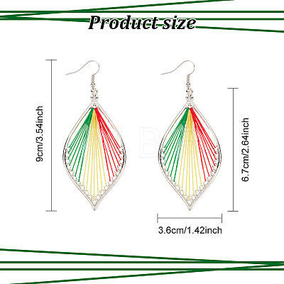 ANATTASOUL 3 Pair 3 Color Bohemia Woven Leaf Dangle Earrings EJEW-AN0001-14-1