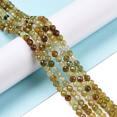 Natural Green Garnet Beads Strands X-G-C009-A25-1