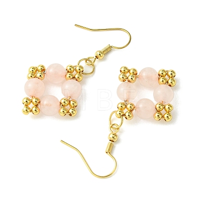 Natural Rose Quartz Dangle Earrings EJEW-JE05999-1