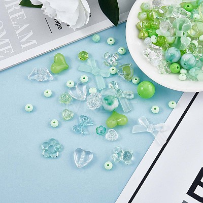 150 Pieces Random Rose Acrylic Beads Bear Pastel Spacer Beads Butterfly Loose Beads for Jewelry Keychain Phone Lanyard Making JX543E-1