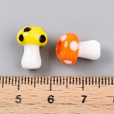 Mushroom Handmade Lampwork Beads Strands LAMP-R116-03A-1