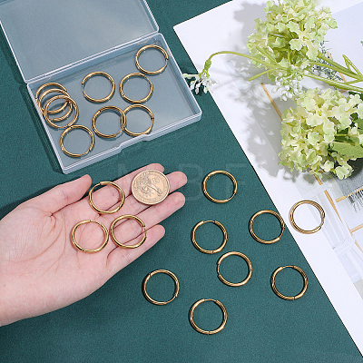 10 Pairs 304 Stainless Steel Huggie Hoop Earrings EJEW-BBC0002-33-1