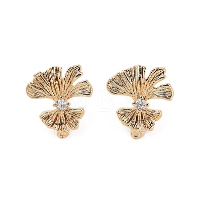 Brass with Clear Cubic Zirconia Stud Earring Findings KK-G491-57D-G-1