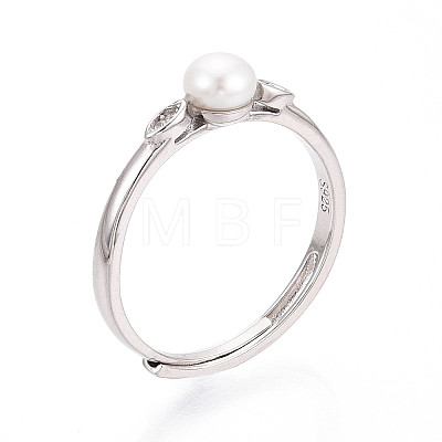 Adjustable 925 Sterling Silver with Cubic Zirconia Finger Ring STER-T008-91P-1