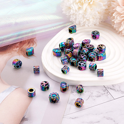 Fashewelry 50Pcs 5 Style Rainbow Color Alloy European Beads FIND-FW0001-32-NR-1