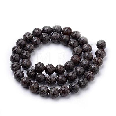 Natural Brown Snowflake Obsidian Beads Strands G-S259-12-6mm-1