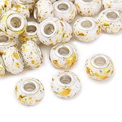 Opaque Resin Rondelle European Beads RESI-Z046-01-1