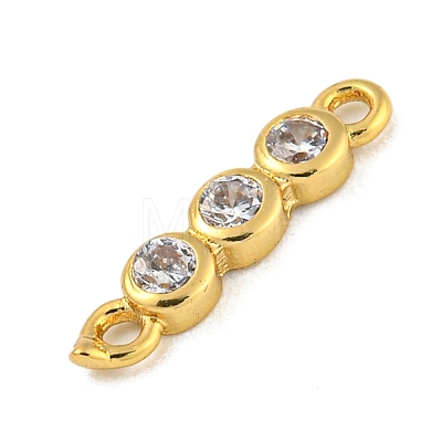 Brass Pave Cubic Zirconia Three Flat Round Links Connector Charms KK-P277-52A-A-1