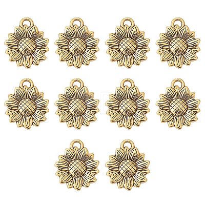 Sunflower Tibetan Style Alloy Pendants TIBEP-YW0001-52AG-1