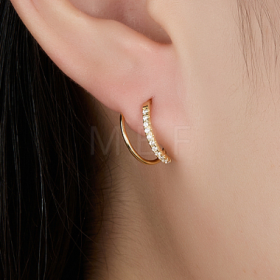 925 Sterling Silver Micro Pave Cubic Zirconia Hoop Earrings CB9976-2-1