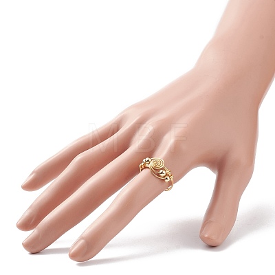 Brass Beaded Finger Ring RJEW-JR00516-1