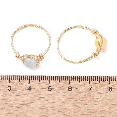 Natural Selenite Dyed Finger Rings RJEW-JR01017-01-1