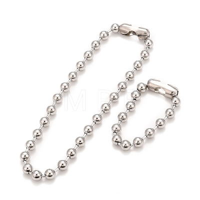 304 Stainless Steel Ball Chain Necklace & Bracelet Set STAS-D181-02P-02A-1