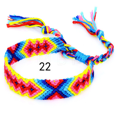 Cotton Braided Rhombus Pattern Cord Bracelet FIND-PW0013-003A-22-1