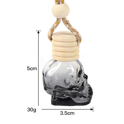 Skull Shape Glass Perfume Bottles Air Freshener Diffuser Bottle Hanging Ornament PW-WG86706-01-1