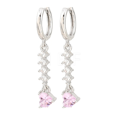 Brass Micro Pave Cubic Zirconia Hoop Dangle Earrings KK-CBA8324-07P-01-1