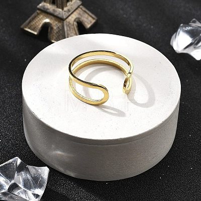 304 Stainless Steel Hollow Cuff Rings for Women X-RJEW-S395-01G-1