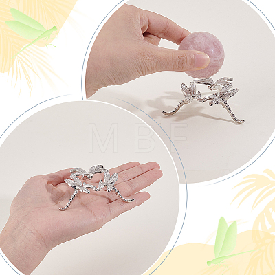 Dragonfly Alloy Crystal Ball Holders DJEW-WH0103-009-1