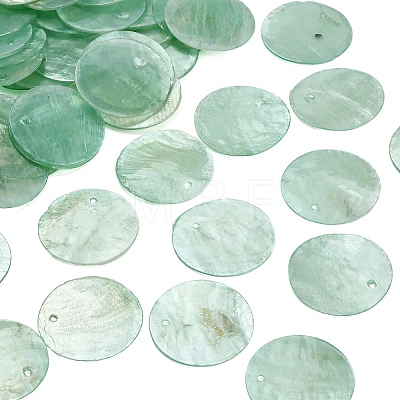 Spray Painted Natural Capiz Shell Pendants SHEL-C010-12B-1