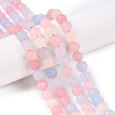 Frosted Natural White Jade Beads Strands G-T138-8mm-209A-1