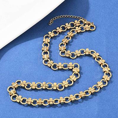 8MM 304 Stainless Steel Twisted Ring Link Chain Necklaces NJEW-Z105-04G-04-1