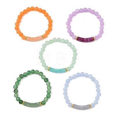 8MM Round Acrylic Beaded Stretch Bracelets BJEW-JB14279-1