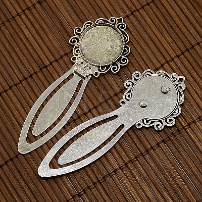 20mm Clear Domed Glass Cabochon Cover for Antique Silver DIY Alloy Portrait Bookmark Making DIY-X0125-AS-NR-1