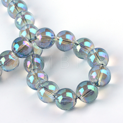 Electroplate Glass Beads Strands X-EGLA-Q062-8mm-A01-1