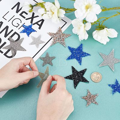  20Pcs 10 Style Rhinestone Star Cloth Iron On/Sew On Patches DIY-NB0006-05-1