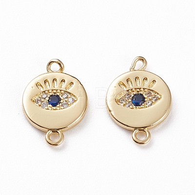 Brass Micro Pave Clear & Royal Blue Cubic Zirconia Links Connectors KK-C100-40G-1