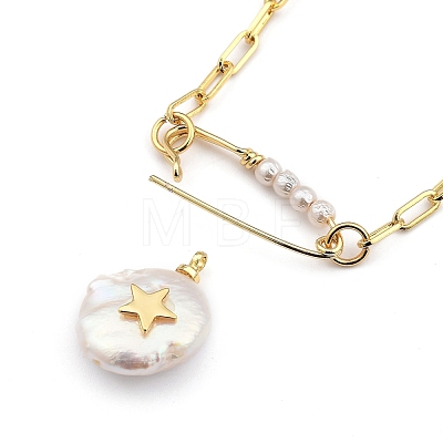 Natural Pearl Pendant Necklaces NJEW-JN03017-01-1
