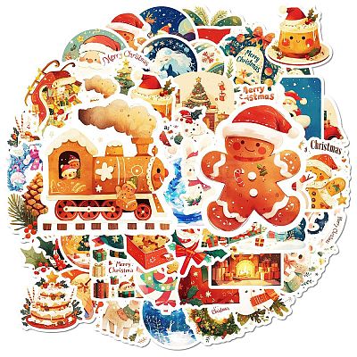 50Pcs Christmas Theme Paper Stickers PW-WGFB5D6-01-1