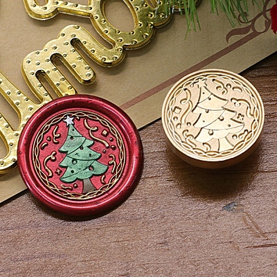 Christmas Series Wax Seal Brass Stamp Head LS-AJEW-M037-01G-26-1