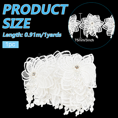 Polyester Handmade Flower Lace Trim OCOR-WH0077-96-1