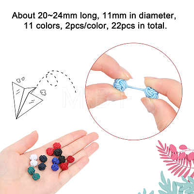 22Pcs 11 Colors Solid Color Rubber Knot Cufflinks Fabric BUTT-CA0001-13-1