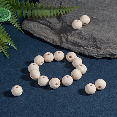 Natural Unfinished Wood Beads WOOD-S651-12mm-LF-1