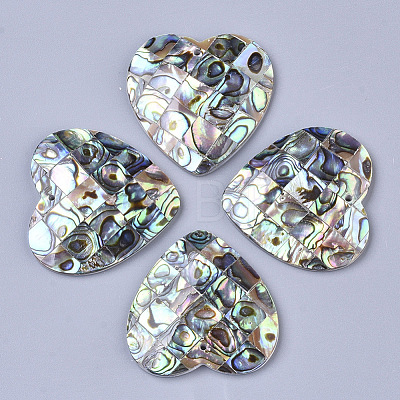 Single-Sided Natural Abalone Shell/Paua Shell Pendants SSHEL-N034-16-1