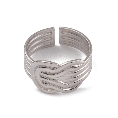 304 Stainless Steel Knot Open Cuff Rings for Women RJEW-G285-16P-1