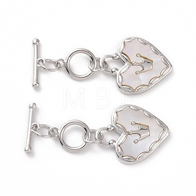 Brass with Shell Toggle Clasps KK-E068-VC164-1