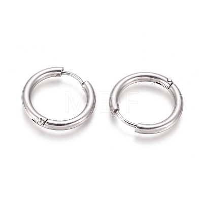 Tarnish Resistant 202 Stainless Steel Huggie Hoop Earrings A-EJEW-F111B-19mm-P-1