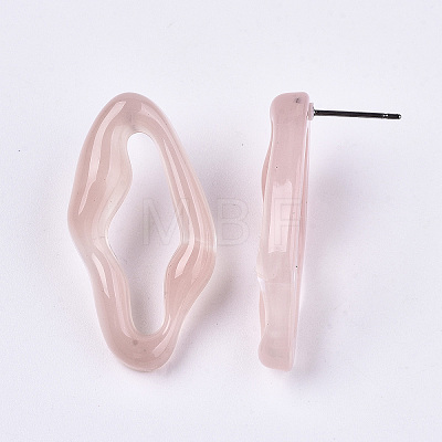 Transparent Resin Stud Earrings EJEW-T012-05-B03-1