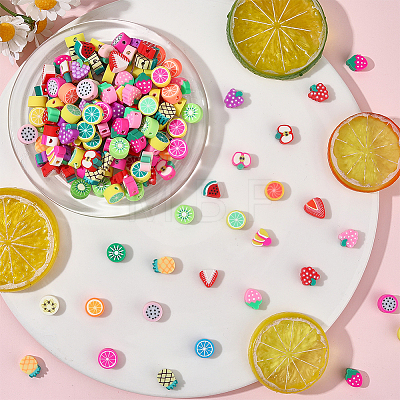 350Pcs Fruit Handmade Polymer Clay Beads CLAY-PA0001-05-1