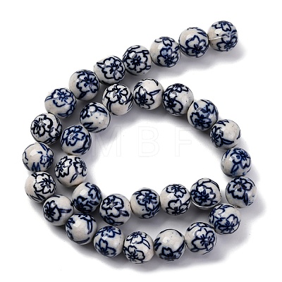 Handmade Blue and White Porcelain Beads Strands PORC-I027-01D-1