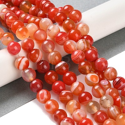 Natural Striped Agate/Banded Agate Beads Strands G-Z060-A01-B19-1