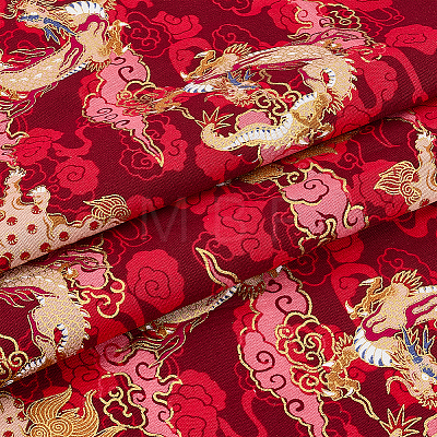 Qilin Pattern Cotton Fabric DIY-WH0579-97A-1