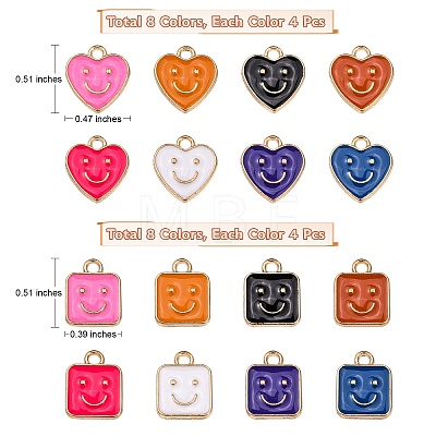 64Pcs 16 Style Alloy Enamel Charms ENAM-SZ0002-56-1