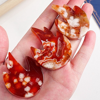 Natural Red Cherry Blossom Agate Carved Healing Fire Figurines PW-WG60816-01-1