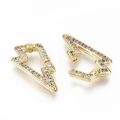 Brass Micro Pave Clear Cubic Zirconia Twister Clasps ZIRC-S067-122-NF-1
