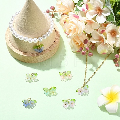 20Pcs 5 Colors Glass & Acrylic Pendants PALLOY-YW00224-1